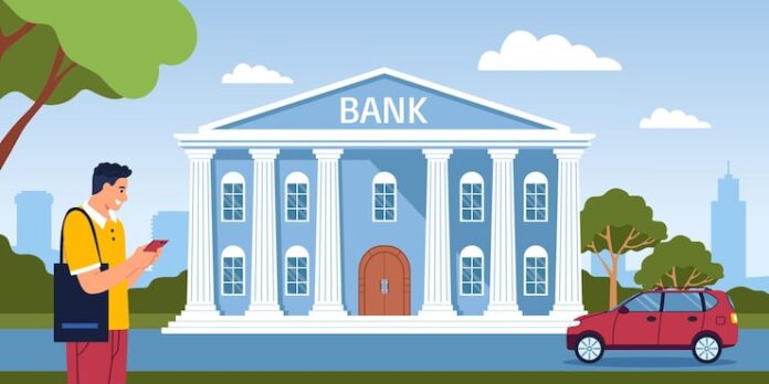 bank-composition-with-outdoor-landscape-classic-building-with-columns-car-pedestrian-silhouette-cityscape-vector-illustration_1284-82674